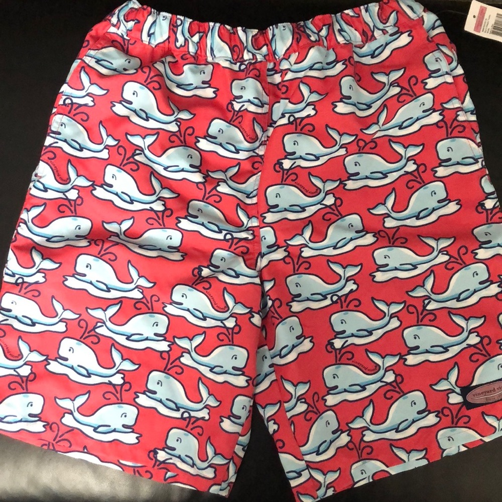 Vineyard Vines swim trunks with iconic wha…